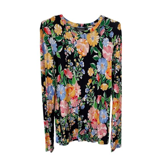 BCBGMaxAzria Floral Long Sleeve Top Size Large Crewneck Garden Multi Hippie NEW - Picture 1 of 9